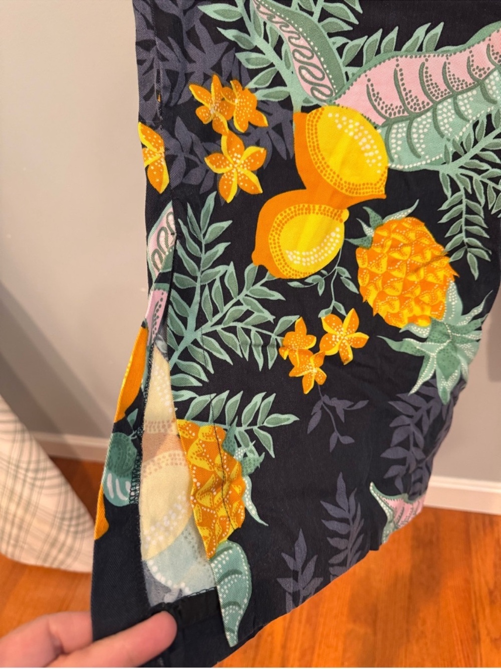 Maeve x Anthropologie Navy Wide-Leg Tropical Escape Print Pants - Picture 5 of 11